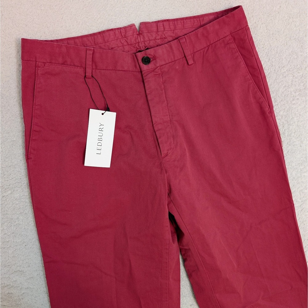 NEW! Ledbury Men's 31x32 Richmond Chino Berry Pink‎ Stretch Tailored PANTS $165
